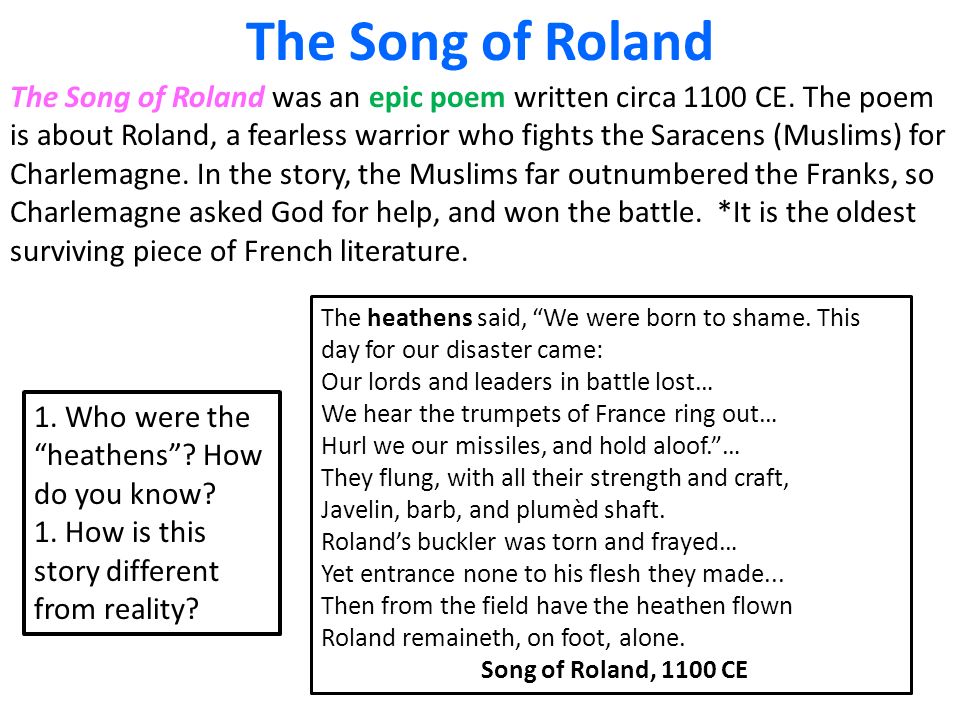 A literary analysis of the epic the song of roland